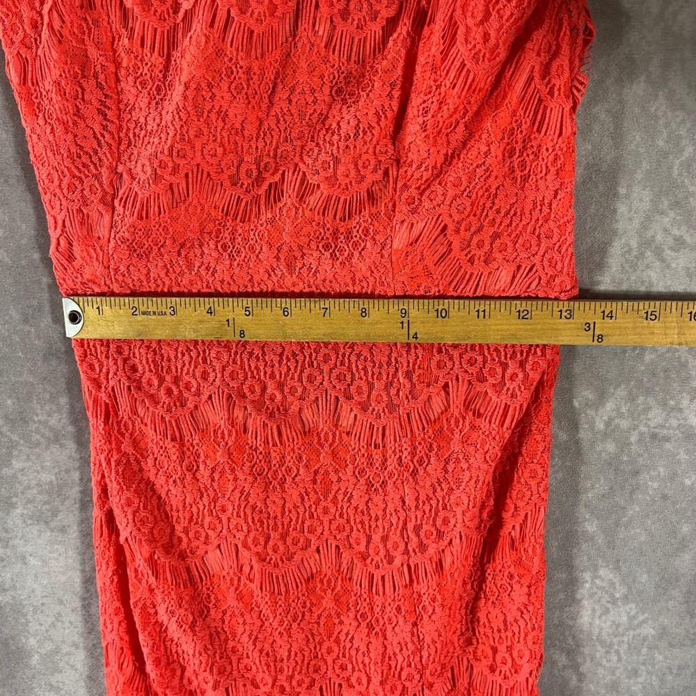 Free People Lace Sheath Dress Women Large Coral Open Back Sleeveless Boho NEW - Picture 5 of 8